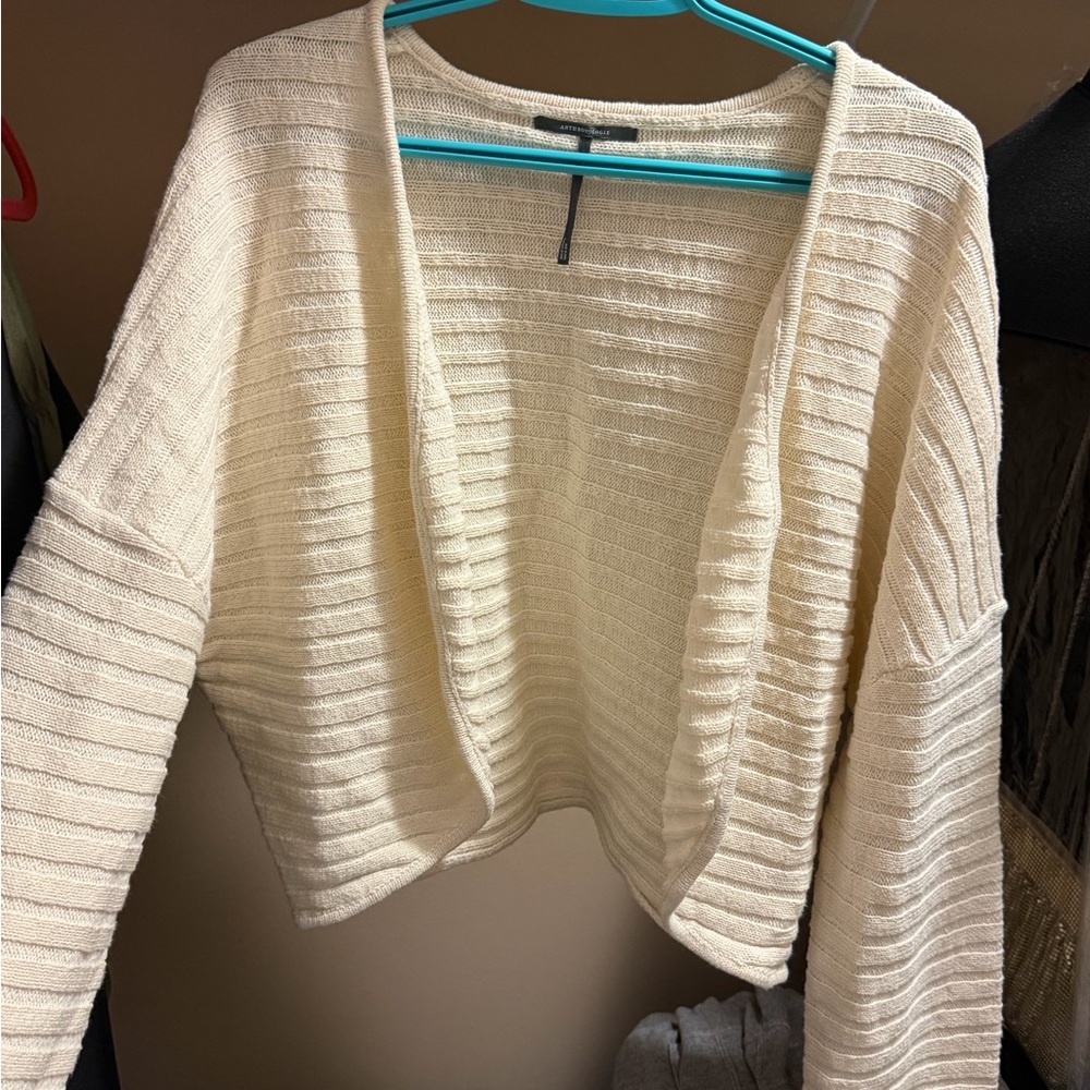Anthropologie Cream Ribbed Cardigan